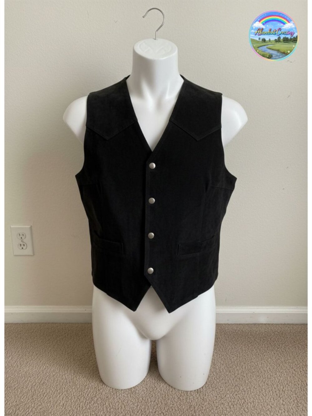 Men's Suede Leather Vest Vintage Slim-Fit Cowboy Waistcoat